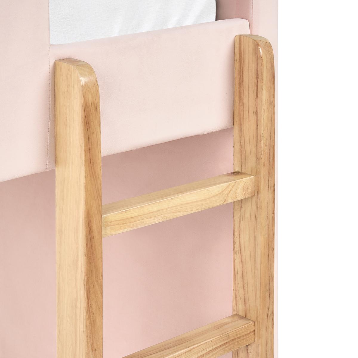 HOCHBETT Samtstoff 90/200 cm Pastellrosa Chocques - Pink, Textil (97/143/214cm) - Beliani