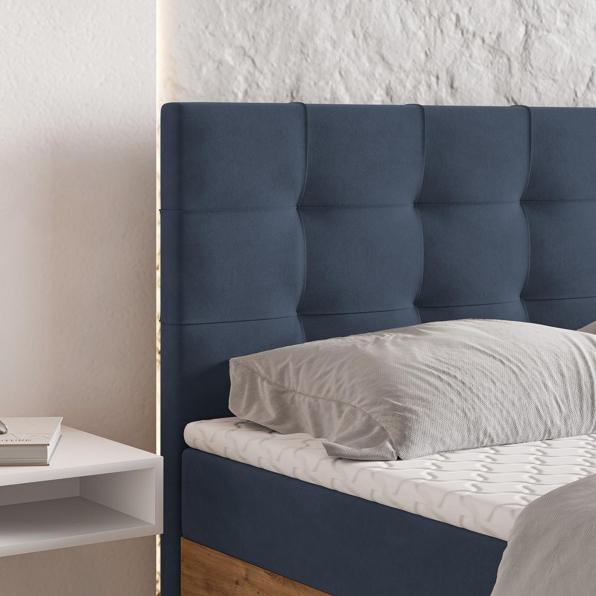 BOXBETT MOLVEN 140x200 cm mit Matratze und Topper - Blau - Blau, Holz (140/200cm) - MASSENO