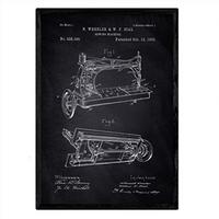 POSTER Nähmaschine Patent A3 Rahmenlos - Schwarz, Papier (29.7/5/42cm) - Nacnic