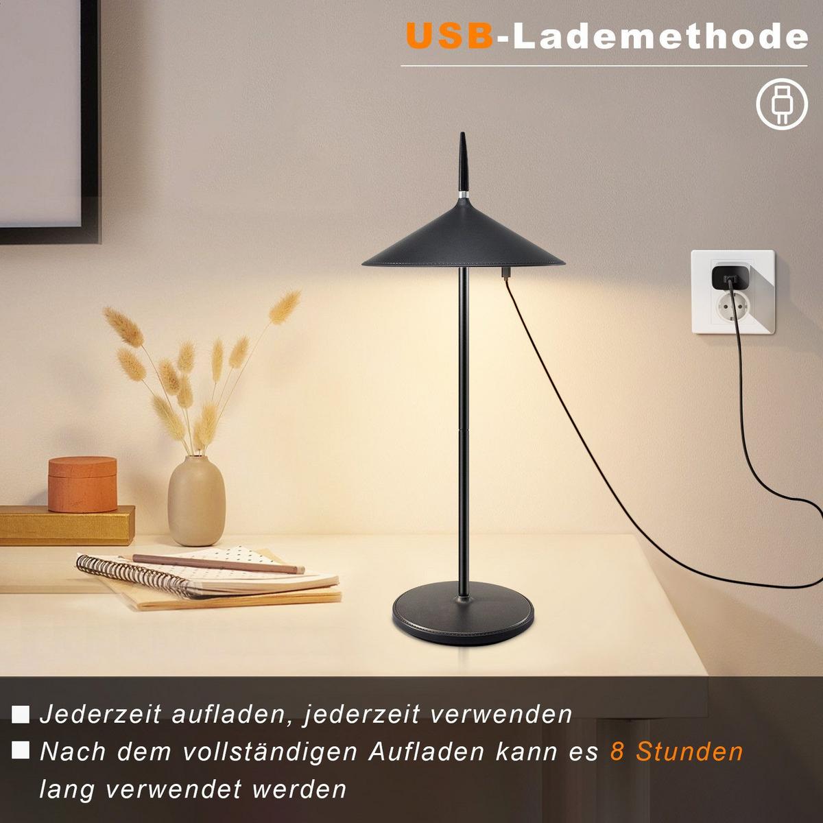 TISCHLEUCHTE Glanzhold 15.4/11.5/37.6 cm - Schwarz, Metall (15.4/11.5/37.6cm) - ZMH