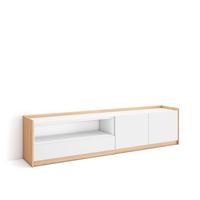 LOWBOARD, Weiß und Eiche Soft, 207/37/50cm - Weiß, Holzwerkstoff (207/50/37cm) - Skraut Home