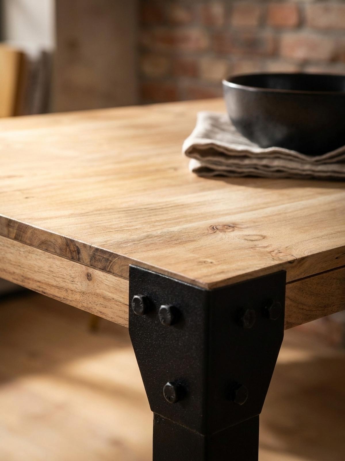 ESSTISCH Massivholz Metall Rechteckig Industrial, Akazie 120x60x76 cm - Schwarz/Akaziefarben, Holz/Metall (60/120/76cm) - KADIMA DESIGN
