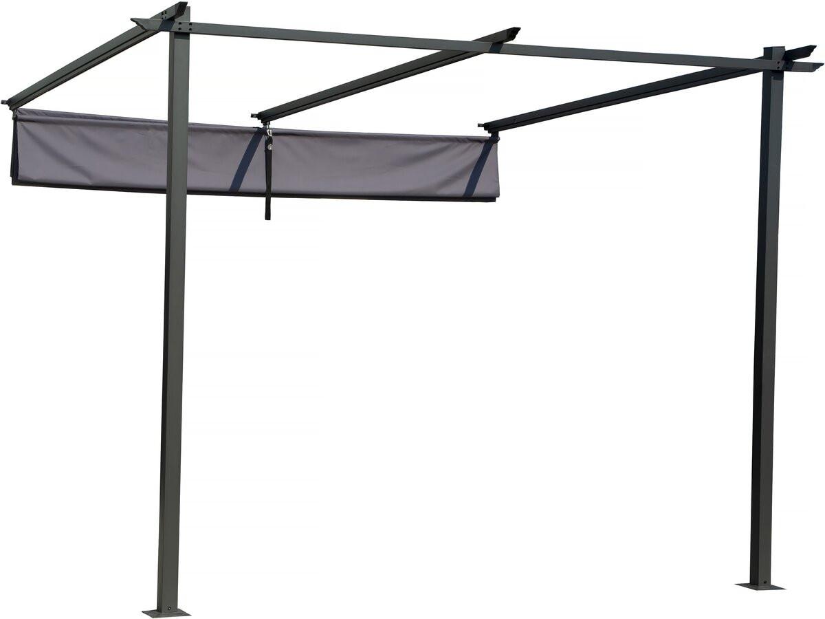 PERGOLA - MARKISE pergola adossée avec toit rétractable - 3 x 3 m - gris anthracite Grau - Grau, Metall (290/220/295cm) - Habitat Garten