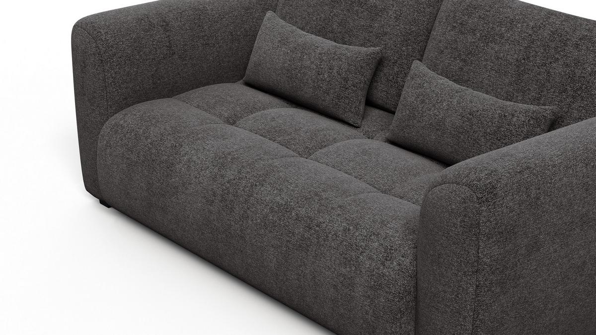 SOFA SORENO 3-Sitzer, dunkelgrau - Dunkelgrau/Schwarz, Holz/Textil (214/94/114cm) - Wozimo