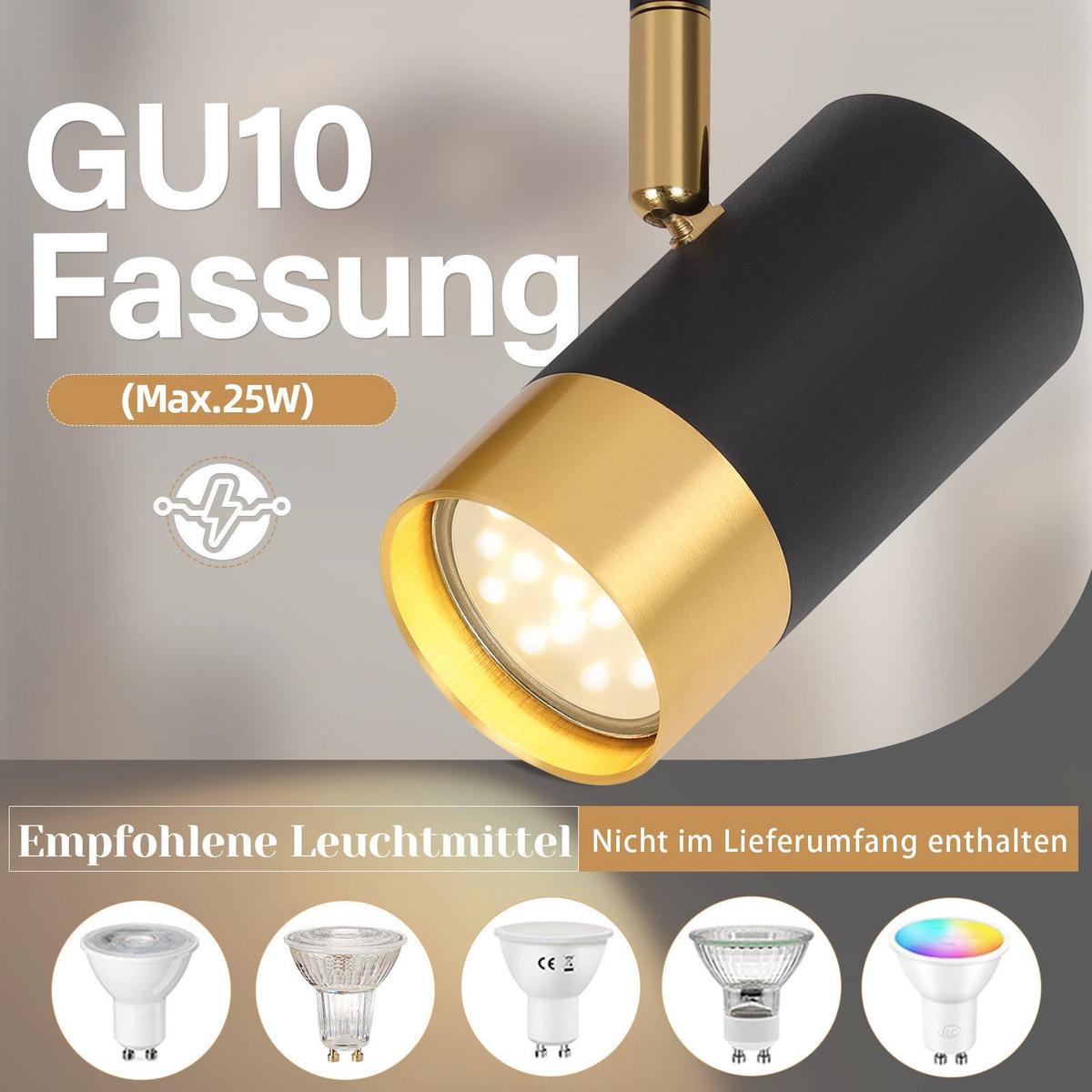 DECKENSTRAHLER Schwerin 2-flammig 31/8/17 cm - Schwarz, Metall (31/8/17cm) - Nettlife