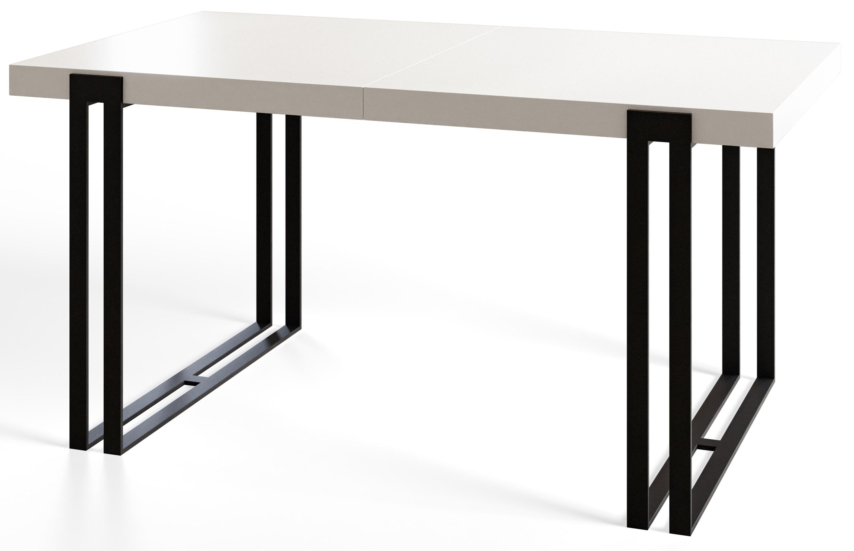 RECHTECKIGER Esszimmertisch ROSA, Größe: 140X80X77 cm, Wohnzimmertisch Farbe: Weiß, mit Metallbeinen in Farbe Schwarz - Schwarz/Weiß, Holzwerkstoff (140/80/77cm) - Alpi-Möbel