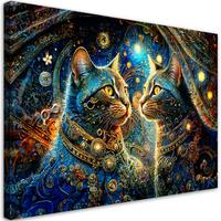 WANDBILD katze tiere abstraktion - Lila, Textil (60/40cm) - Feeby