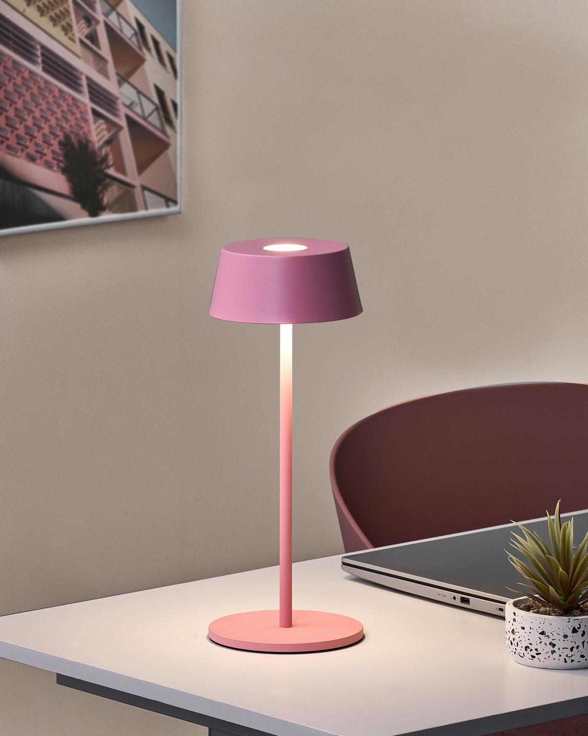 KABELLOSE LED Tischlampe mit Dimmer Metall Rosa Guder - Pink, Metall (15/15/36cm) - Beliani