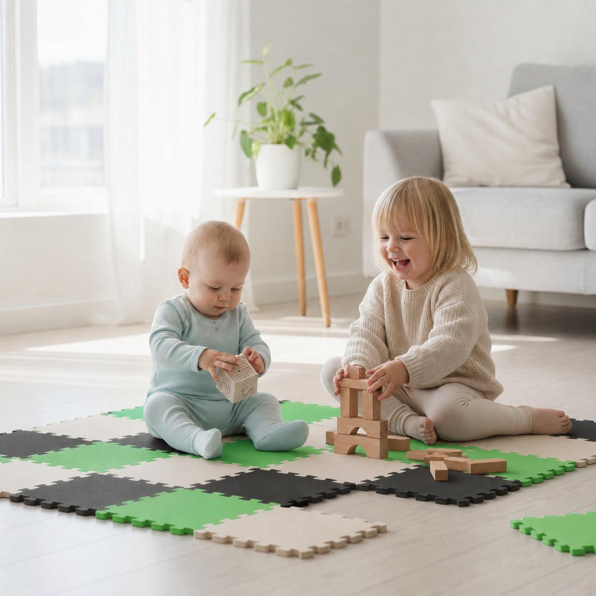 SPIELMATTE ab Null - 270/90 cm Puzzlematte Schwarz - Multicolor, Kunststoff (30/30cm) - Littletom