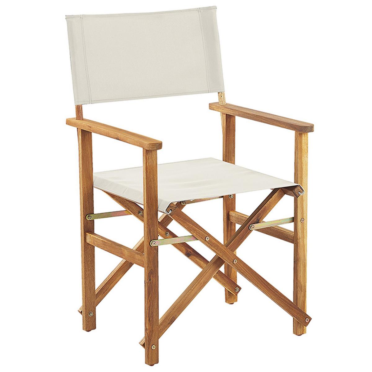 GARTENSTUHL 2er-Set Akazienholz hellbraun Auflagen cremeweiß Cine - Hellbraun/Weiß, Holz (50/91/50cm) - Beliani