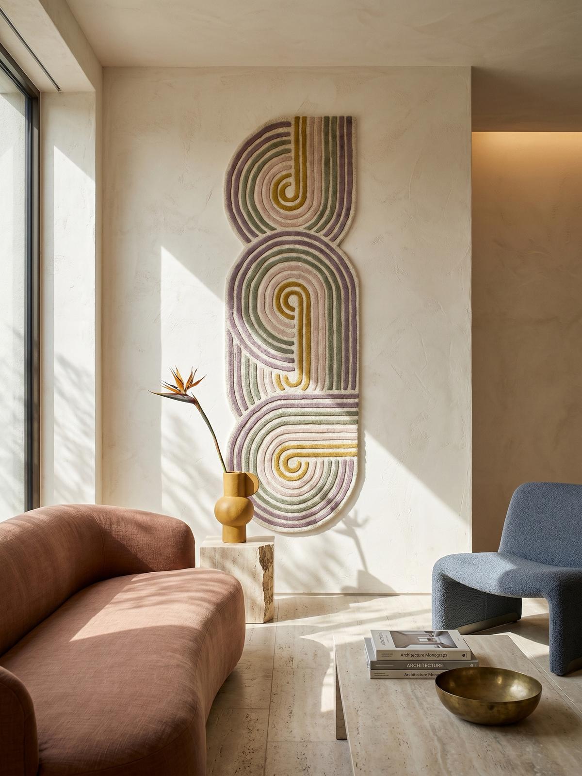WOLLTEPPICH SOAR, abstrakt, Grün, 80 x 300 cm - Beige, Textil (300/80cm) - KADIMA DESIGN