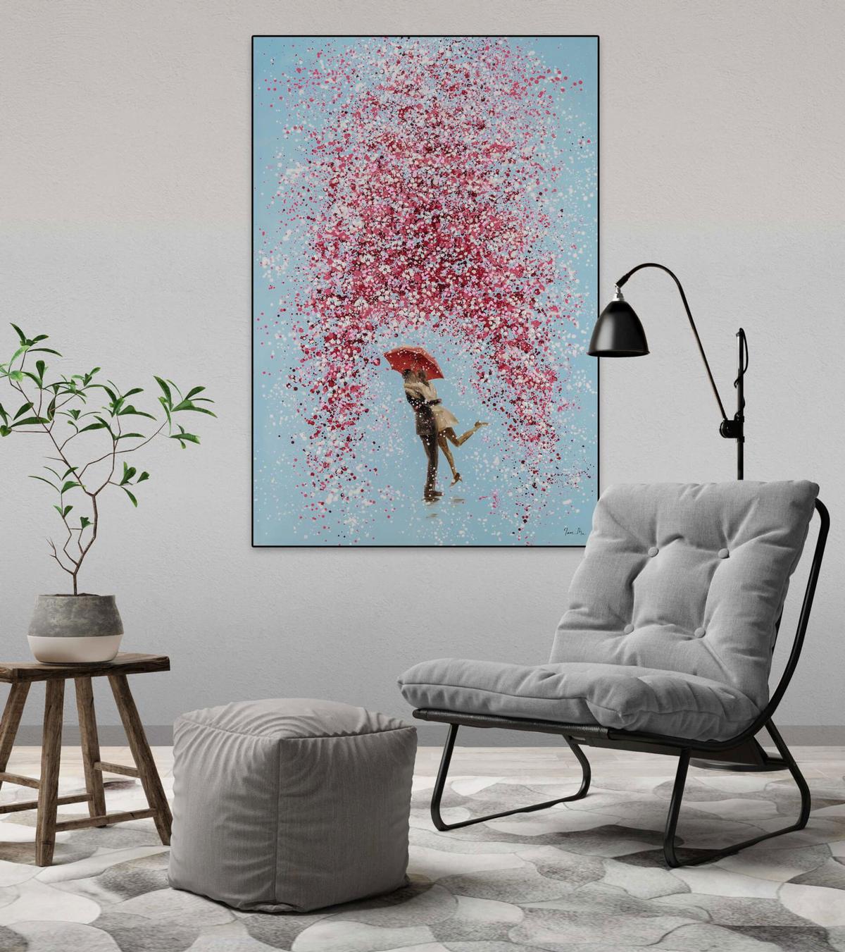 ACRYLBILD HANDGEMALT 80/120 cm - Blau/Pink, Holz/Textil (80/120cm) - KUNSTLOFT