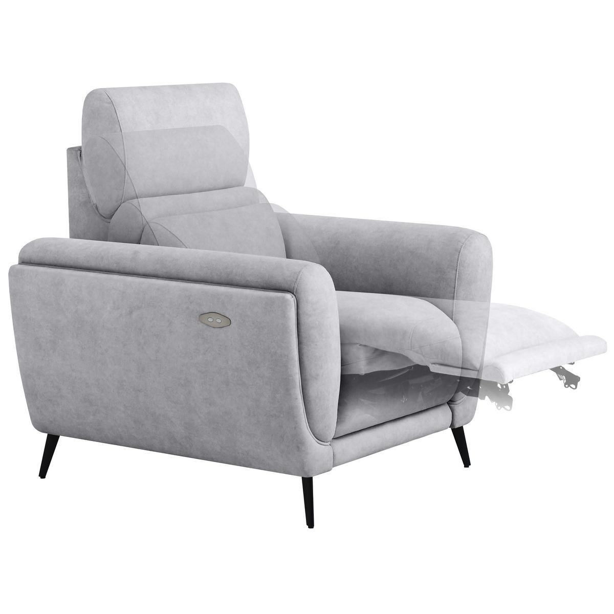 RELAXSESSEL Comfort, mit elektrischer Verstellung und verstellbarer Kopfstütze, Hellgrau - Hellgrau/Schwarz, Textil (103/97/102cm) - Beautysofa