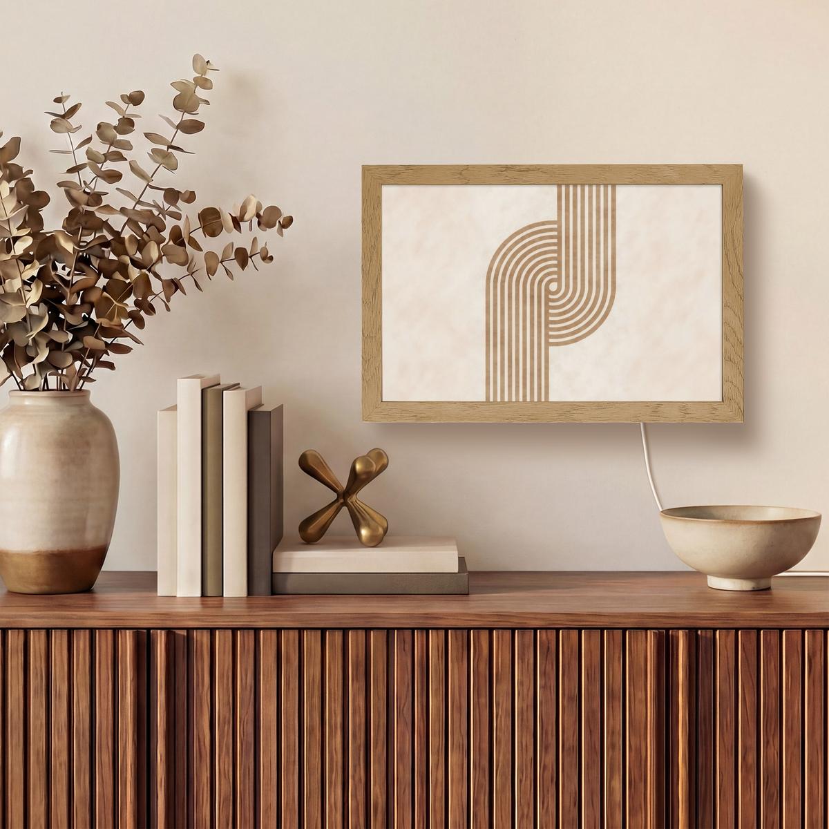 WANDLEUCHTE Symmetrische Biegung - kupferfarbig 30x20 cm - Beige, Holzwerkstoff (30/20/8cm) - OnlyWow