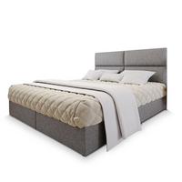 BOXBETT LONIS 200x200 cm mit Matratze und Topper, H2+H3 - Hellgrau - Hellgrau, Holz (200/200cm) - MASSENO