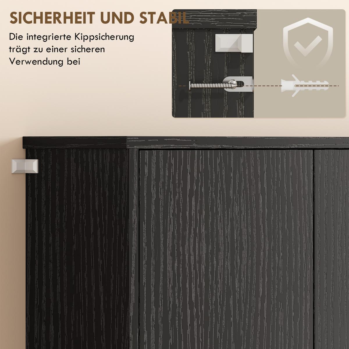 KÜCHENSCHRANK aus Spanplatte MDF 100/38/180 cm Schwarz - Schwarz, Holz/Holzwerkstoff (38/180/100cm) - HOMCOM