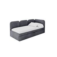 EINZELLBETT Jugendbett mit Bettkasten, Links - ALVY 100x200 Dunkelgrau - Dunkelgrau, Holzwerkstoff/Textil (100/200cm) - ALTDECOR