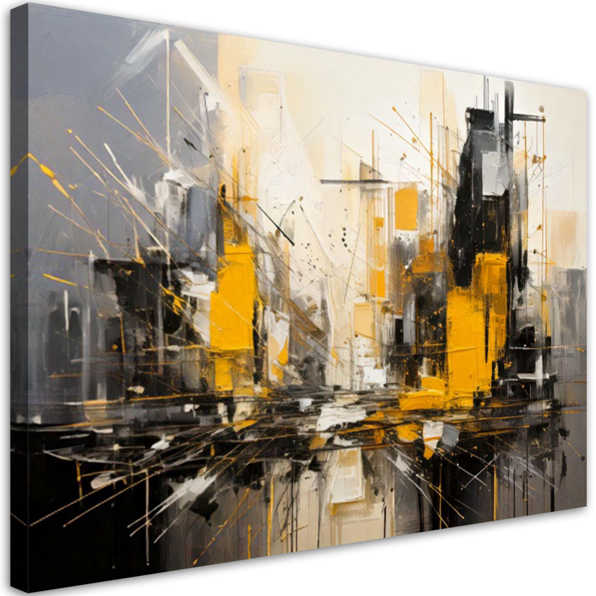 LEINWANDBILD Abstraktion 45x30cm - Gelb, Textil (45/30cm) - Feeby