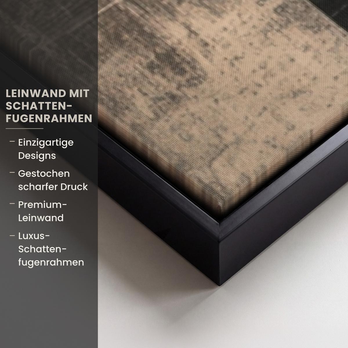 LEINWAND Bilder mit Rahmen - Abstrakt - Flugzeuge - Schwarz - Rund - 80x120 - Beige, Textil (80/120cm) - MuchoWow