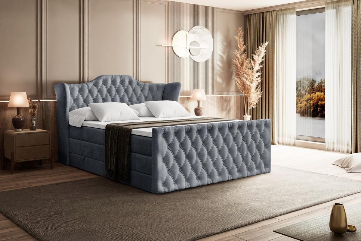 BOXSPRINGBETT VILA-Z KING - 140x200 - H3/H4 - Grau - Grau, Holzwerkstoff (140/200cm) - ALTDECOR