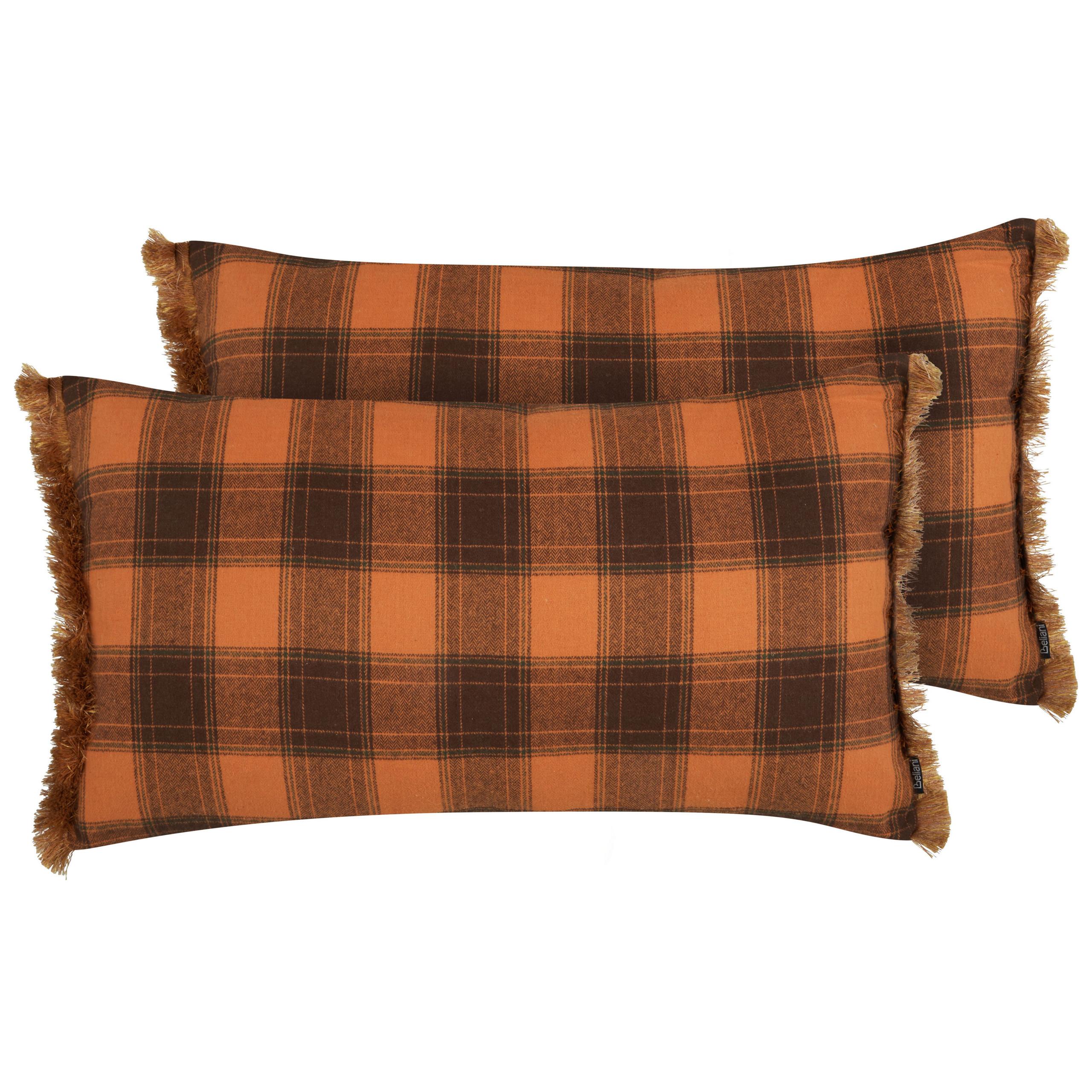 DEKOKISSEN 2er-Set Orange 40/70 cm Barja - Schwarz/Orange, Textil (70/40cm) - Beliani
