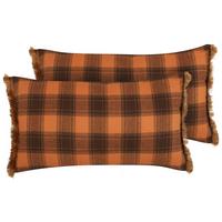 DEKOKISSEN 2er-Set Orange 40/70 cm Barja - Schwarz/Orange, Textil (70/40cm) - Beliani