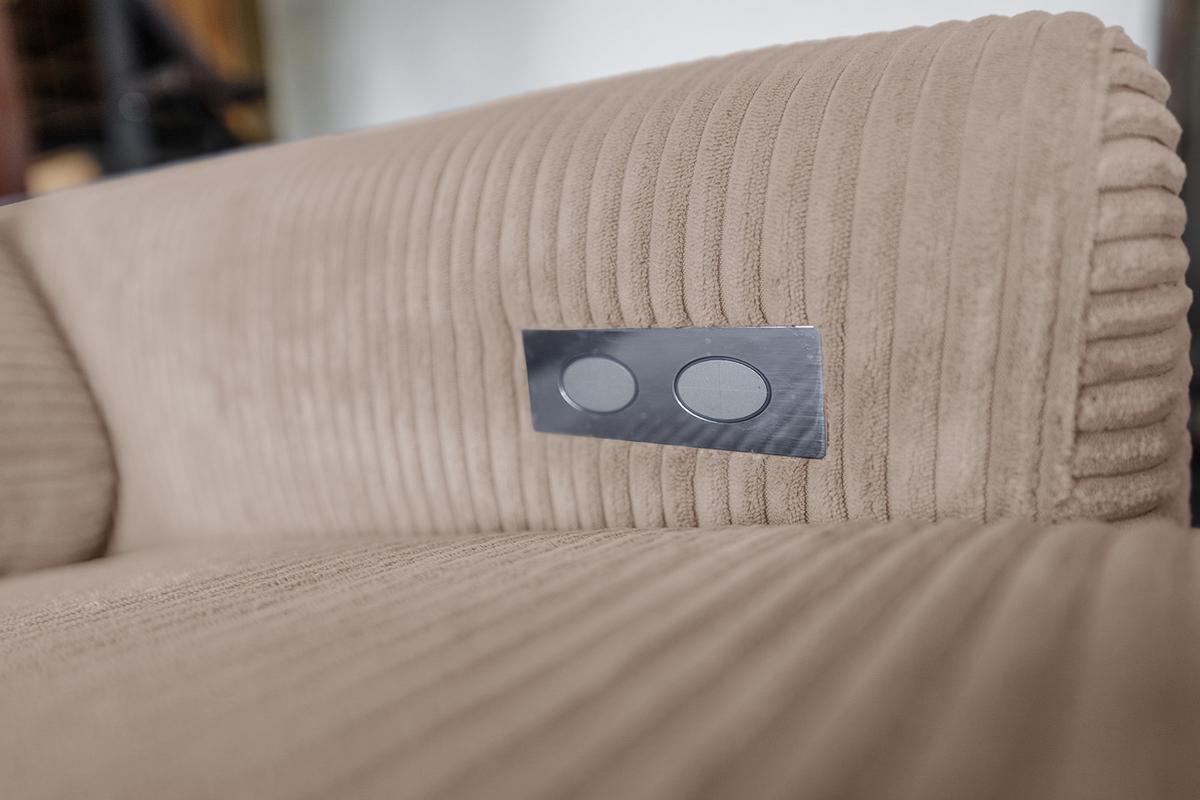 ECKSOFA LAISKA Taupe Cord - Taupe/Schwarz, Textil/Metall (282/177cm) - KAWOLA