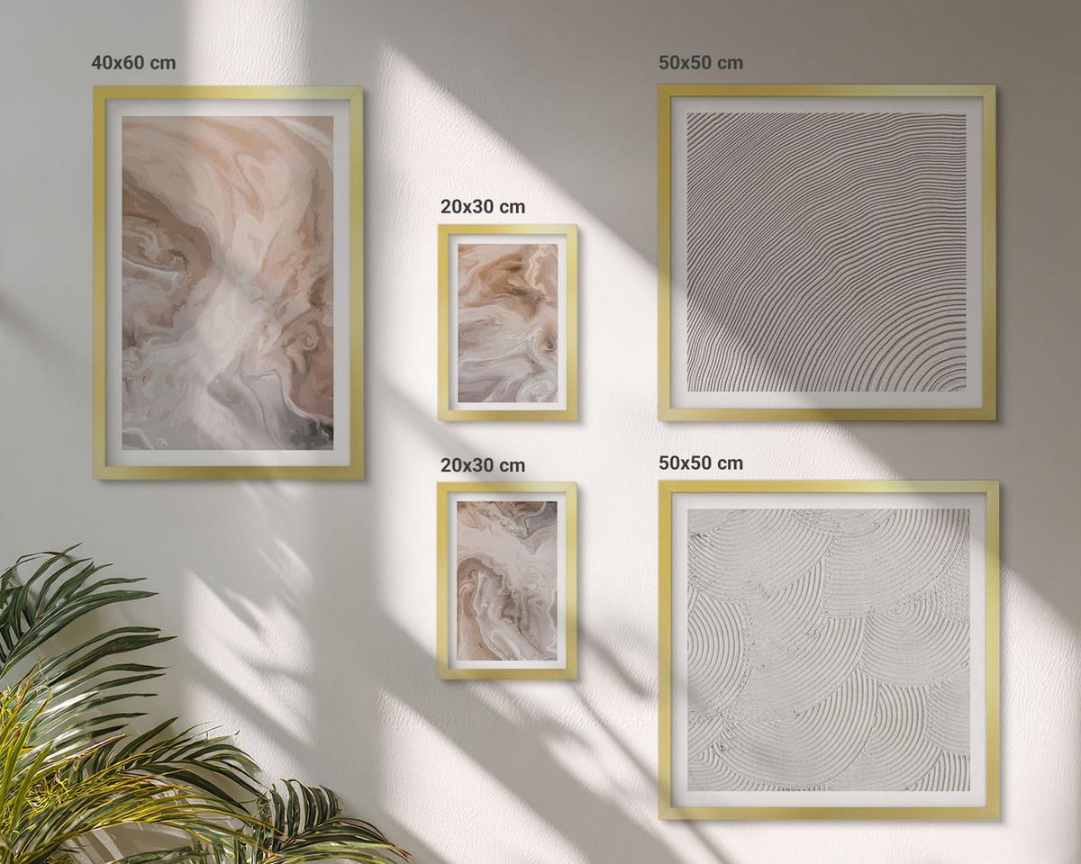 BILDER SET 5er Set - 50x50 cm & 20x30 cm & 40x60 cm Goldrahmen - Marmorstein-Texturmuster - Goldfarben, Kunststoff (40/60cm) - TULUP