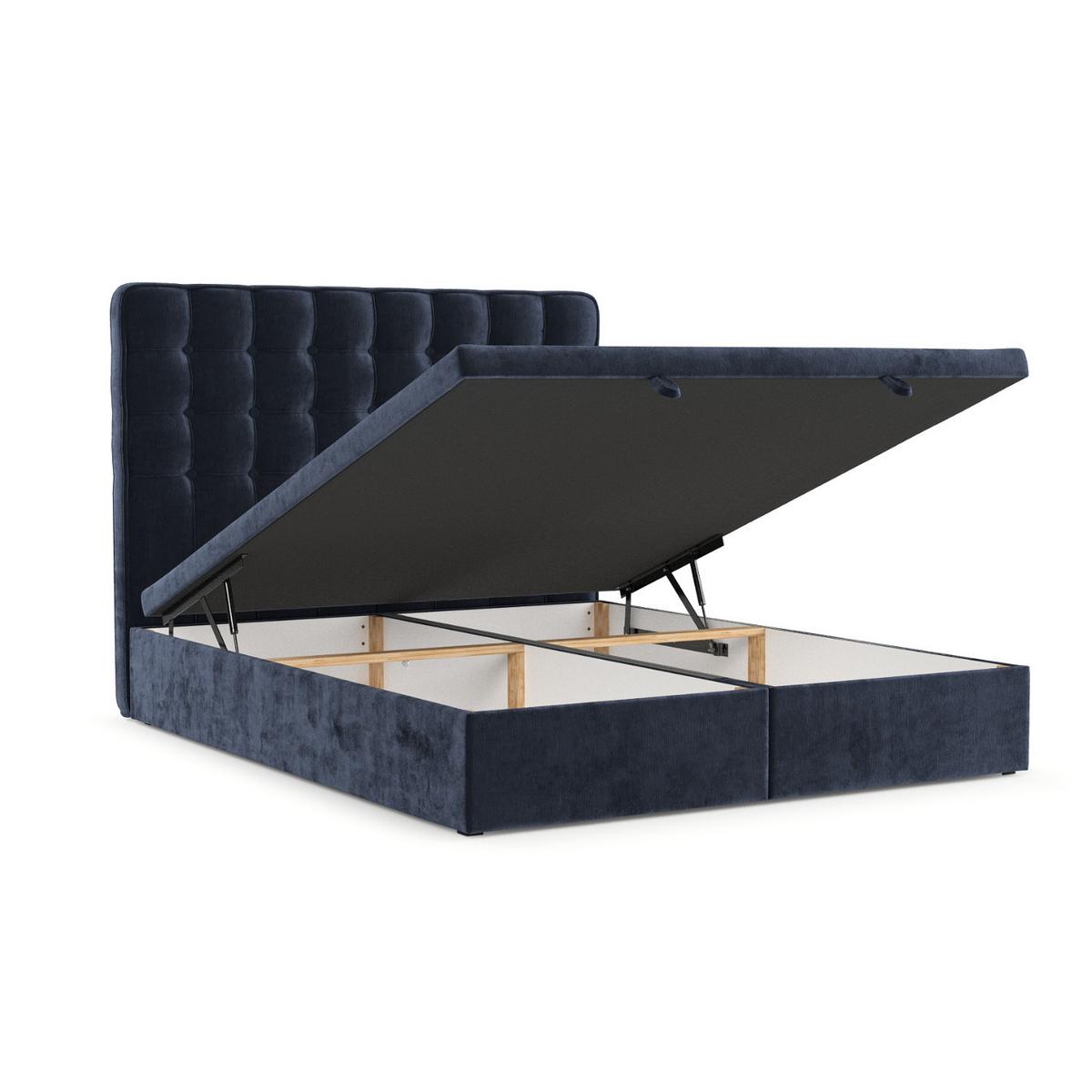 POLSTERBETT Celestia mit Stauraum 180/200 cm Marineblau im Lotta Stoff - Schwarz/Dunkelblau, Holz/Holzwerkstoff (180/200cm) - AltaBeds