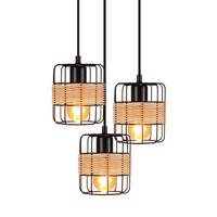 PENDELLEUCHTE Rattan 25/25/135 cm - Schwarz, Metall (25/25/135cm) - Nettlife