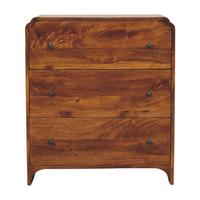 KOMMODE Newton Kastanie, 3 Schubladen, Dunkelbraun - Kastanienfarben/Messingfarben, Holz/Metall (70/80/35cm) - Artisan Furniture