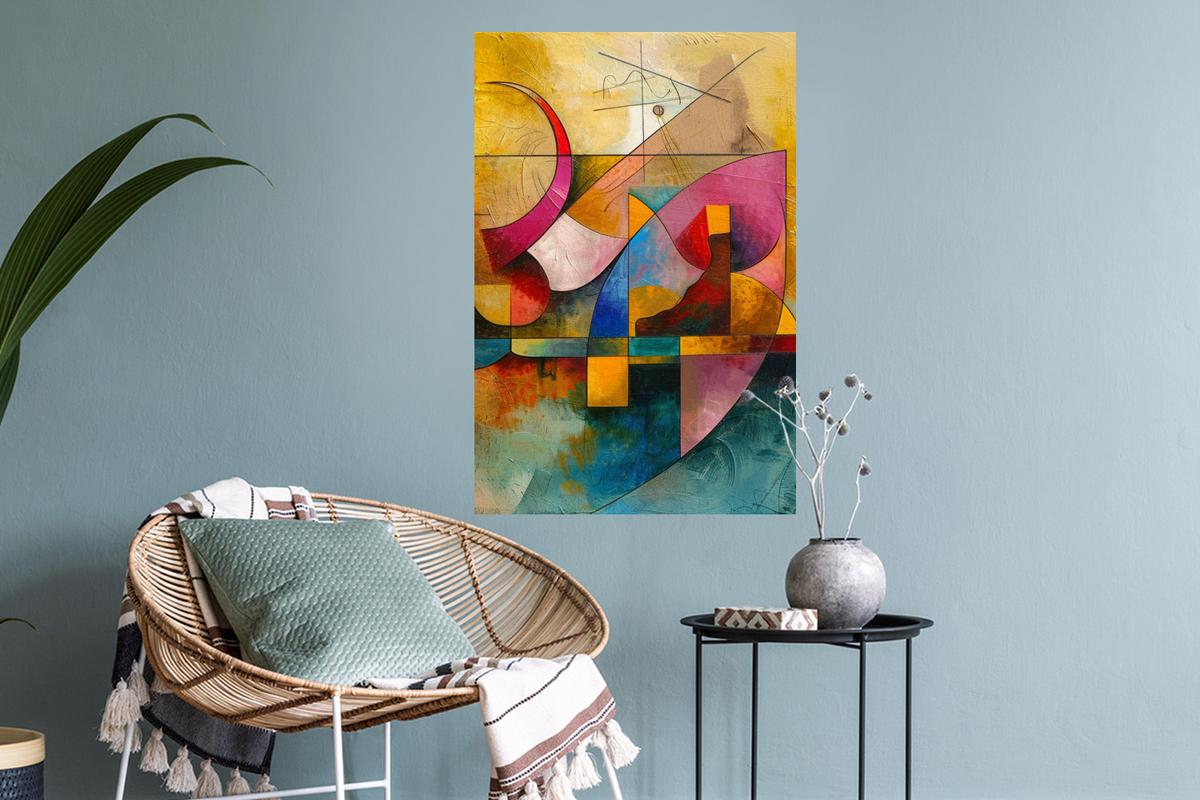 WANDTATTOO Kunst - Abstrakt - Modern Wandbild 40x60 cm - Gelb, Kunststoff (40/60/0.1cm) - MuchoWow
