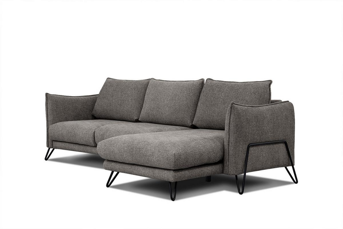 ECKSOFA HOSTEN 4-Sitzer, braun - Schwarz/Braun, Holzwerkstoff/Textil (269/158cm) - Wozimo