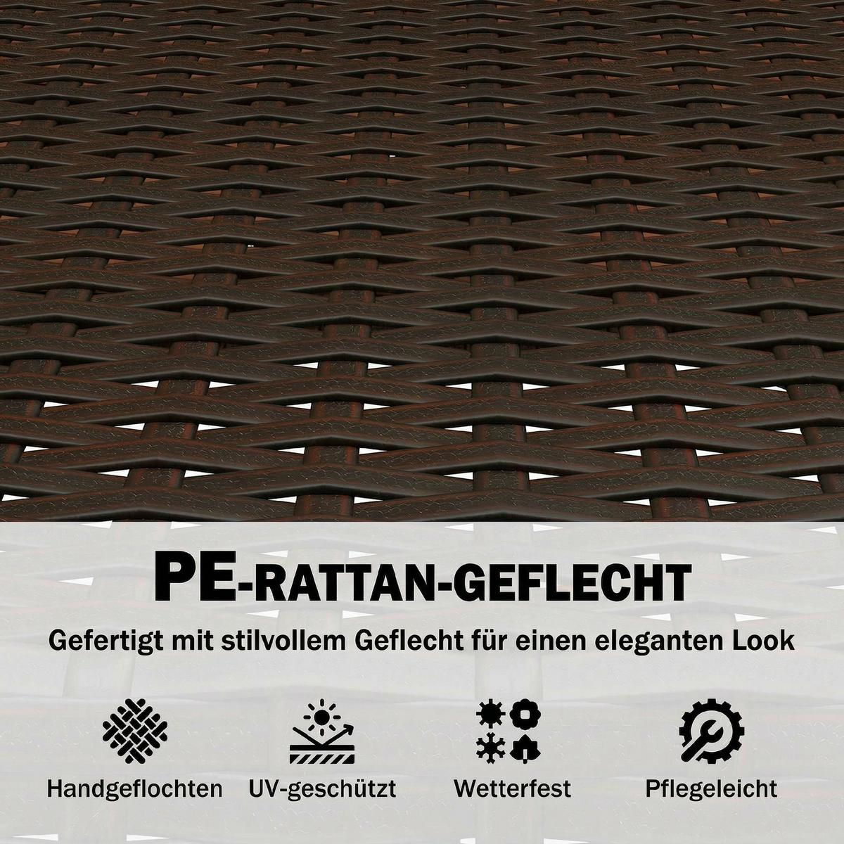 SITZGRUPPE 3-teilig aus PE-Rattan Stahl Cremeweiß - Creme/Braun, Kunststoff/Textil - Outsunny