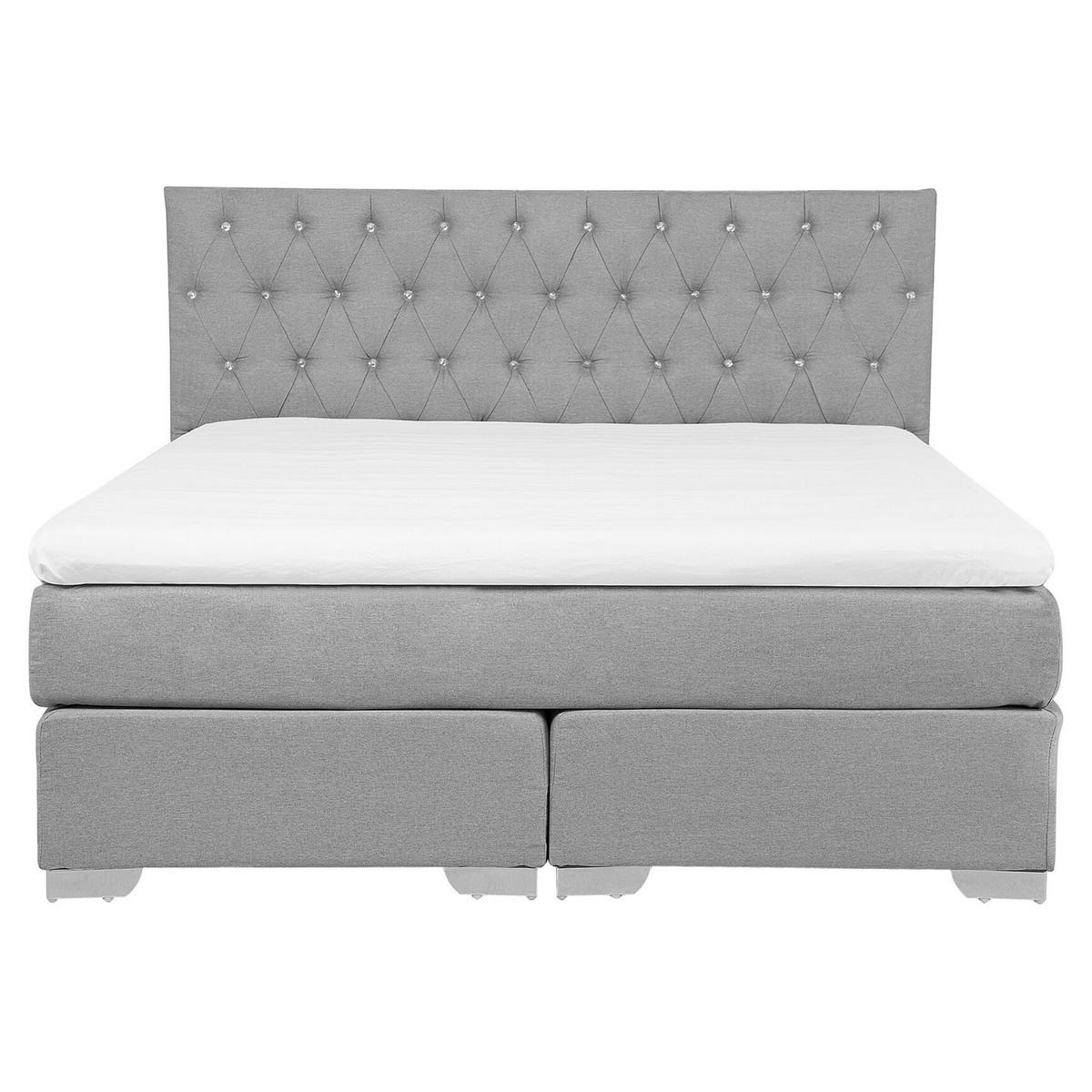 BOXSPRINGBETT 160/200cm Hellgrau Duchess - Hellgrau, Textil (160/200cm) - Beliani