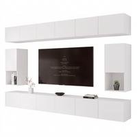 WOHNWAND ANGEL LINE IV 4-teilig, mit LED-Beleuchtung, Weiß matt - Weiß, Holzwerkstoff (300/162/40cm) - Idohome
