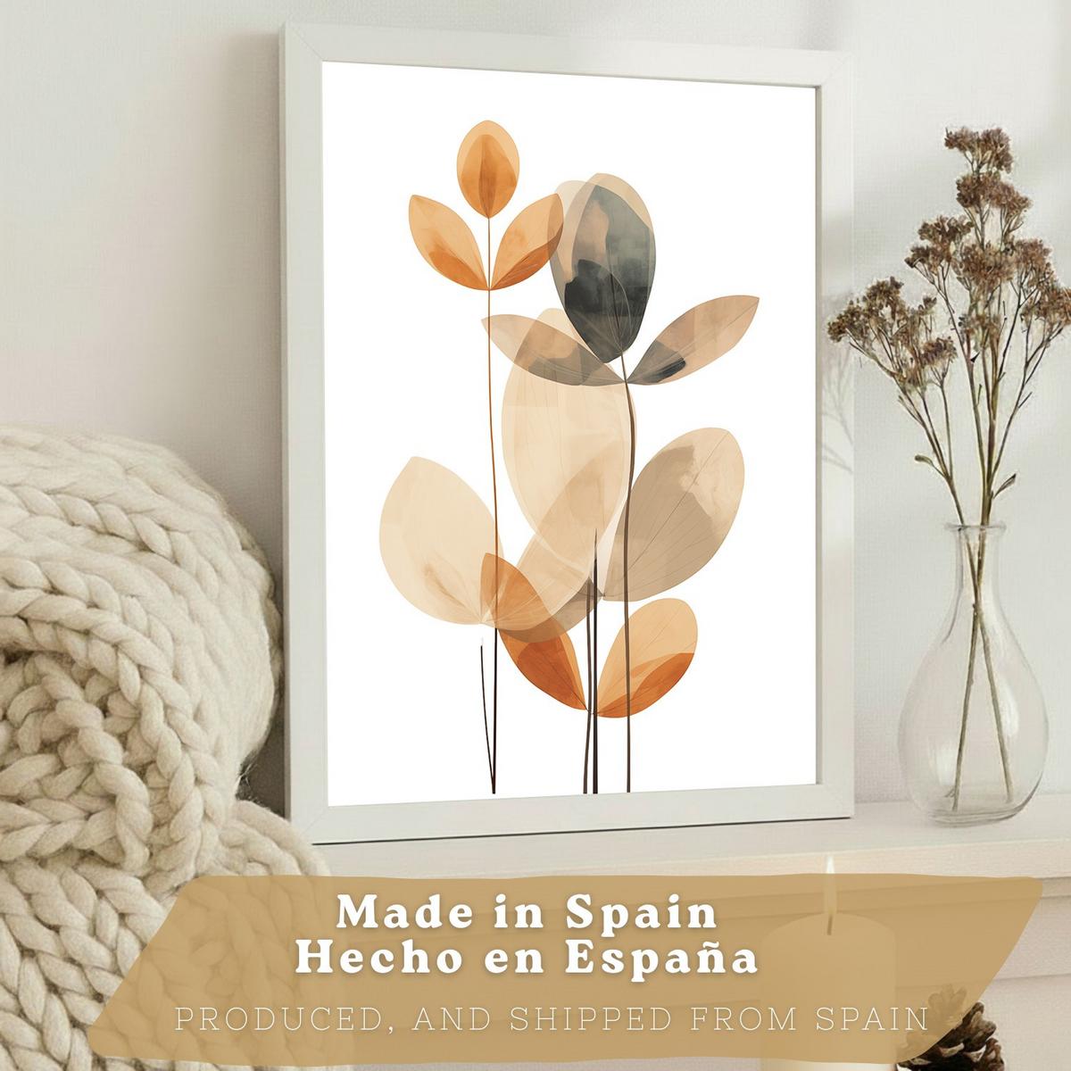 POSTER 3er-Set Wandbilder Orange Blumen modern Wohnzimmer Deko, Schlafzimmer, Küche, Badezimmer Weißer Rahmen A3 - Weiß, Papier (29.7/1/42cm) - Nacnic
