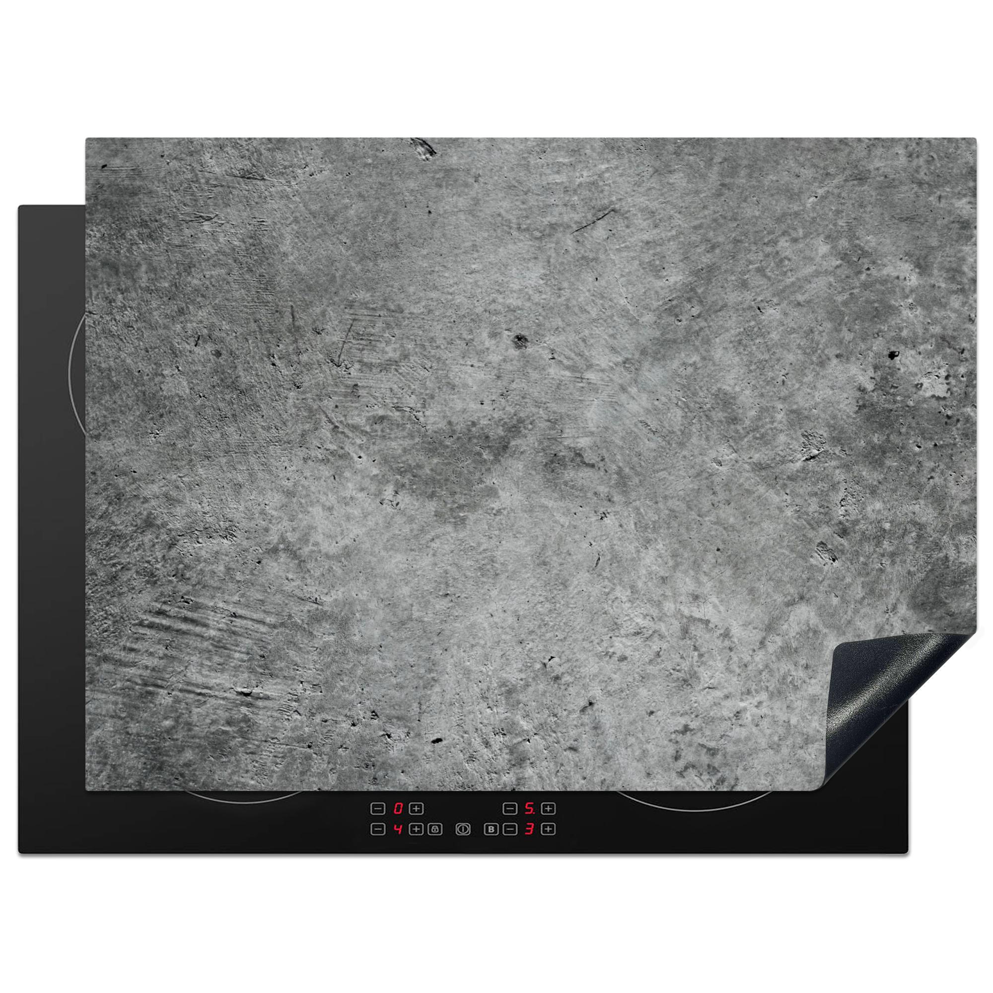 HERDABDECKPLATTE Beton - Schiefer - Grau -Betonstruktur Induktionsmatte 71x52 cm - Grau, Kunststoff (71/52/0.2cm) - MuchoWow