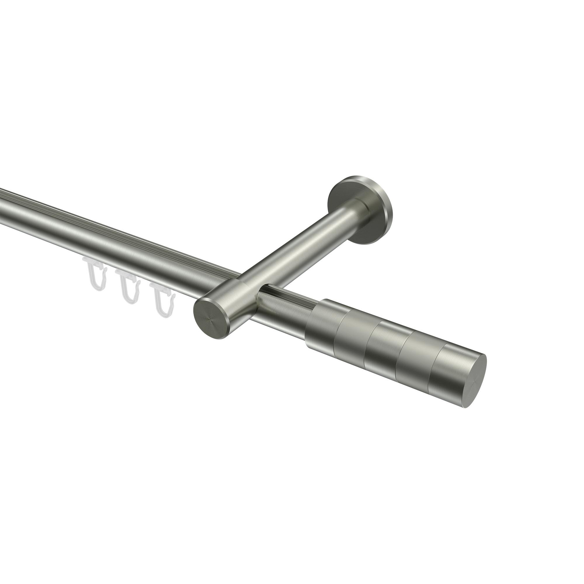 GARDINENSTANGE INNENLAUF Prestige Mavell 360 cm (geteilt in 2 x 180 cm), 1-läufig, 20 mm Ø Edelstahl-Optik - Edelstahlfarben/Silberfarben, Metall (360cm) - INTERDECO