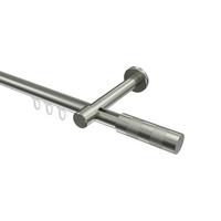 GARDINENSTANGE INNENLAUF Prestige Mavell 360 cm (geteilt in 2 x 180 cm), 1-läufig, 20 mm Ø Edelstahl-Optik - Edelstahlfarben/Silberfarben, Metall (360cm) - INTERDECO