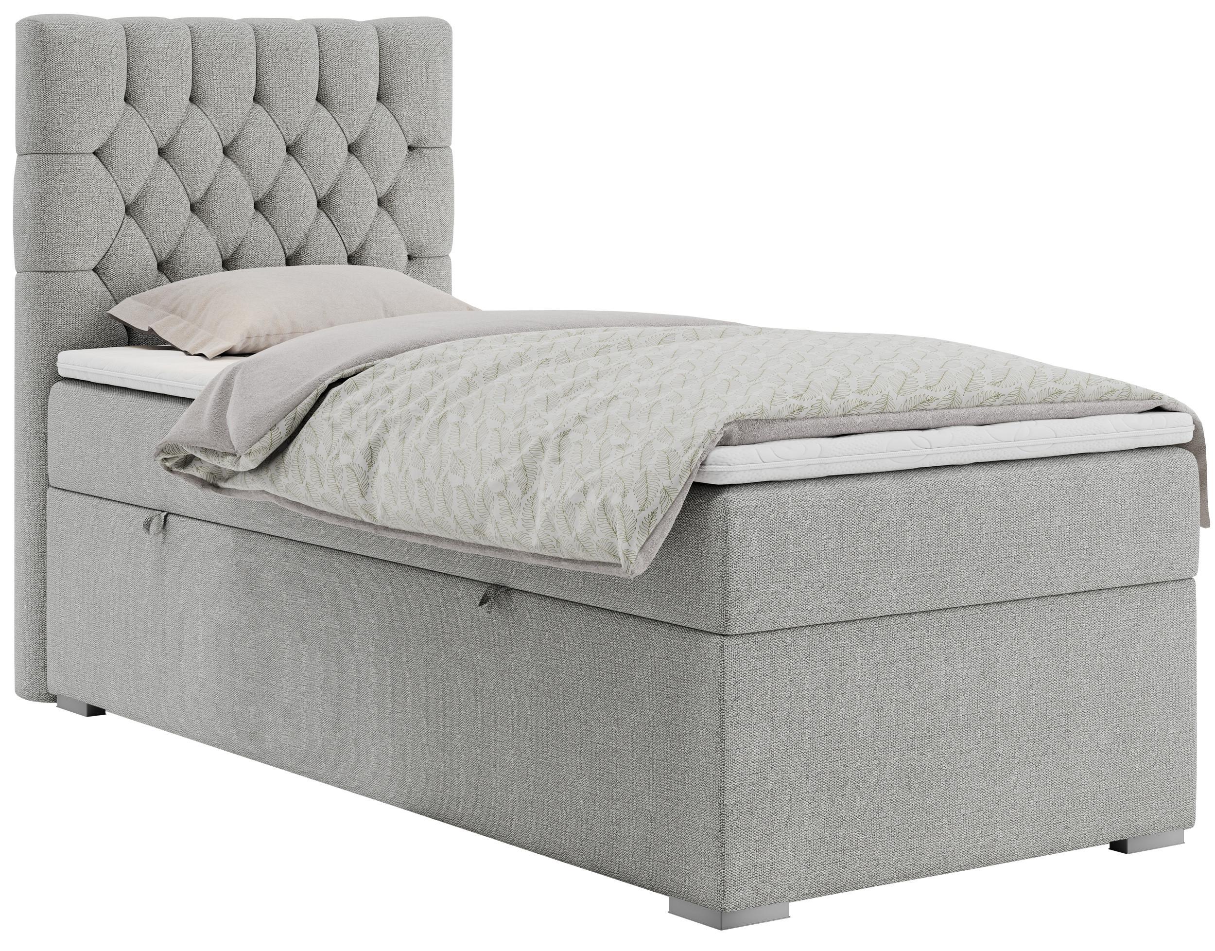 BOXBETT PERA 90/200 Hellgrau Struktur - H3 - Links Seite - Hellgrau, Holz/Textil (90/200cm) - MKS