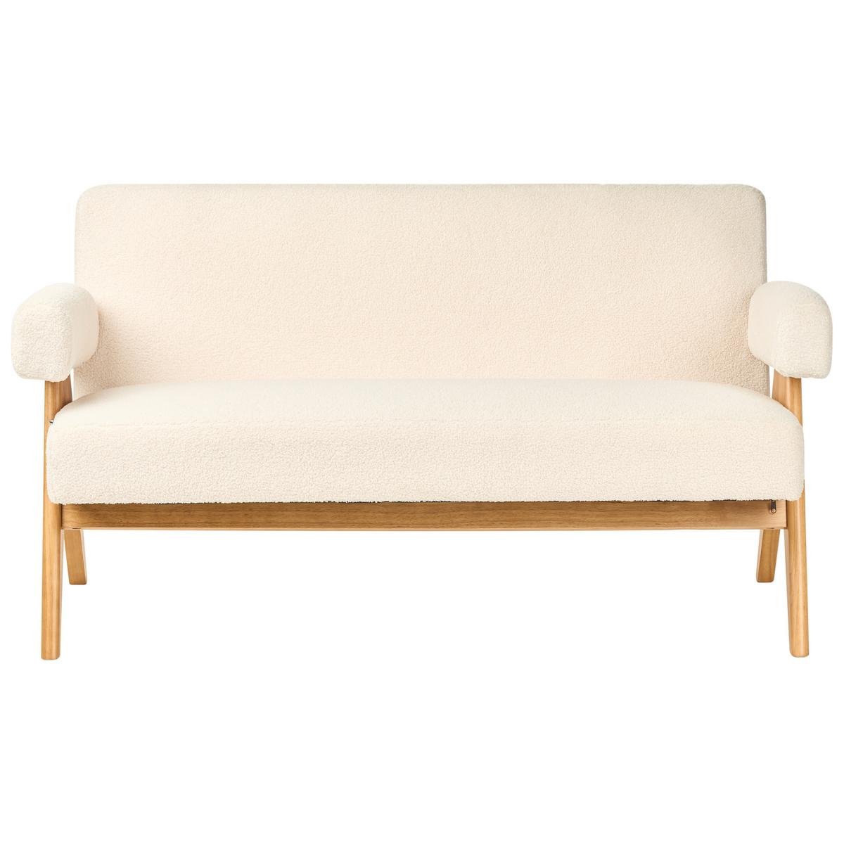 SOFA-SET Bouclé Cremeweiß/Hellbraun Tamre - Creme/Weiß, Textil (148/79/78cm) - Beliani