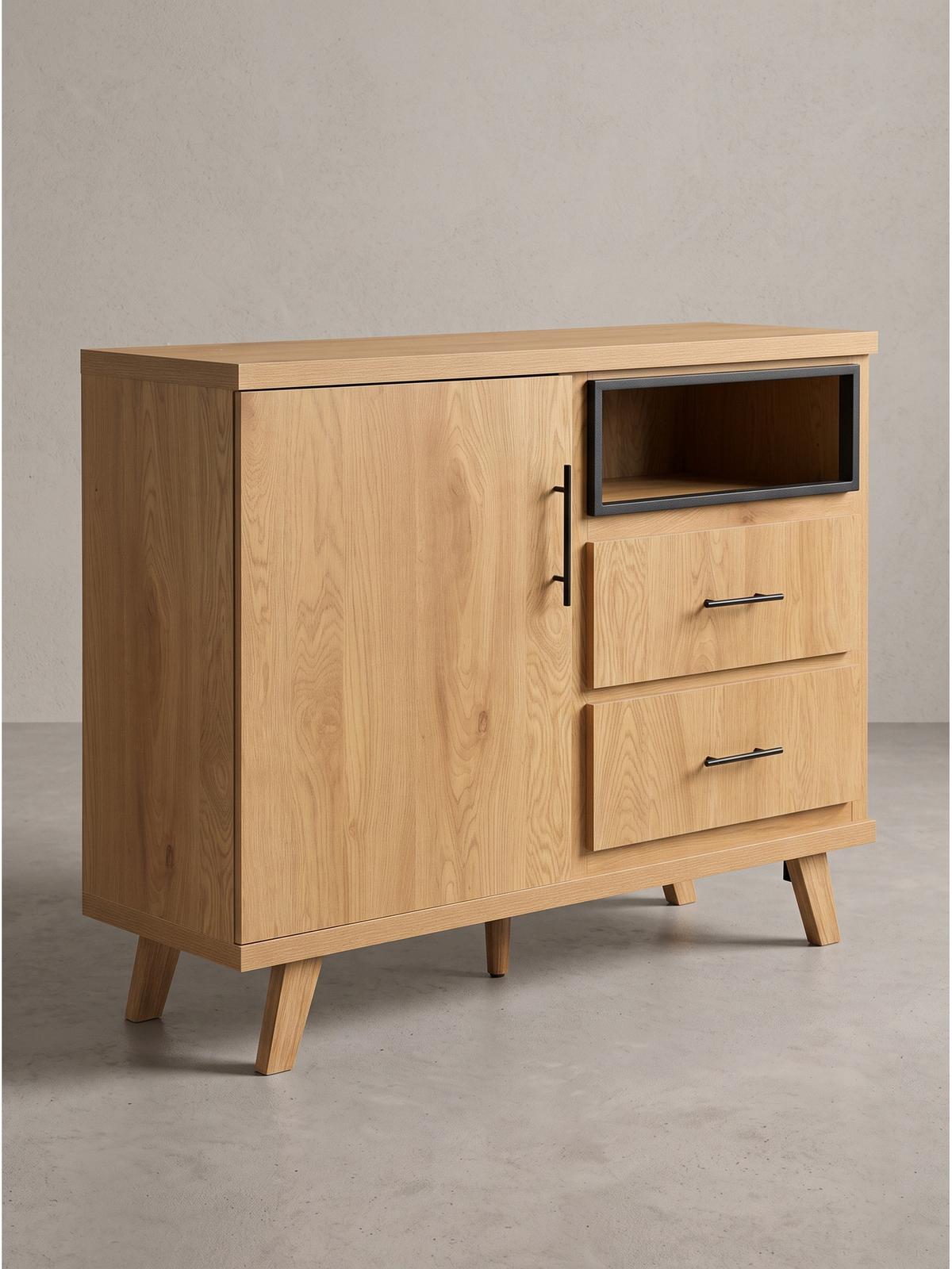 SIDEBOARD BASSANO, MDF, in Eichenoptik, mit Stauraum, 116 x 40 x 95 cm - Hellbraun/Braun, Eichenholz/Holzwerkstoff (116/95/40cm) - KADIMA DESIGN