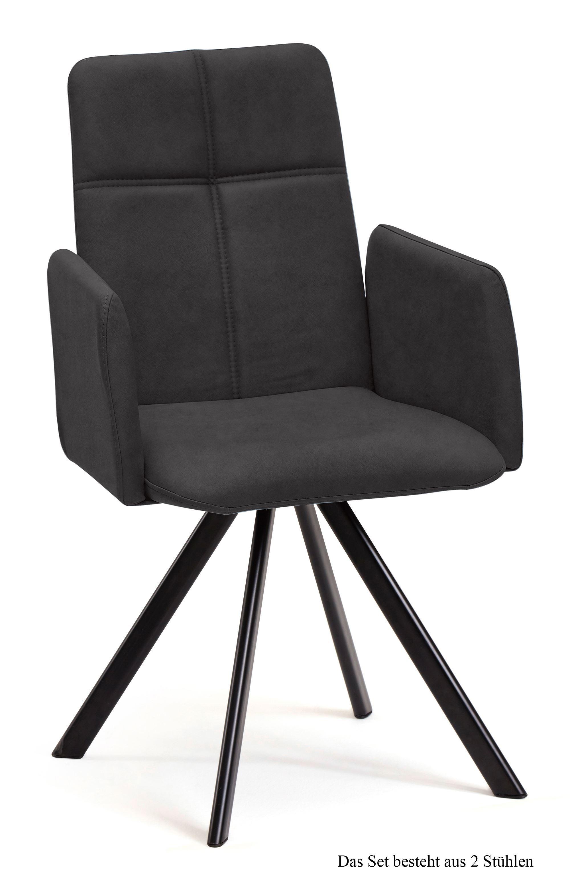 ARMLEHNSTUHL drehbar (2er-Set) Desha 52x92x60 Schwarz/Anthrazit - Anthrazit/Schwarz, Kunststoff (60/92/52cm) - 58aufmkessel