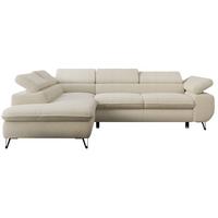 ECKSOFA PETER L Beige Boucle - Links Seite - Beige/Schwarz, Textil/Metall (208/273cm) - MKS