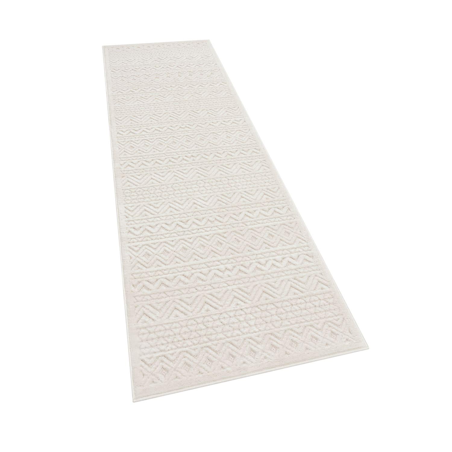 KURZFLORTEPPICH, mit Struktur, aus Polypropylen, Florhöhe 10 mm, Creme, 80 x 250 cm - Beige, Textil (80/250cm) - KADIMA DESIGN