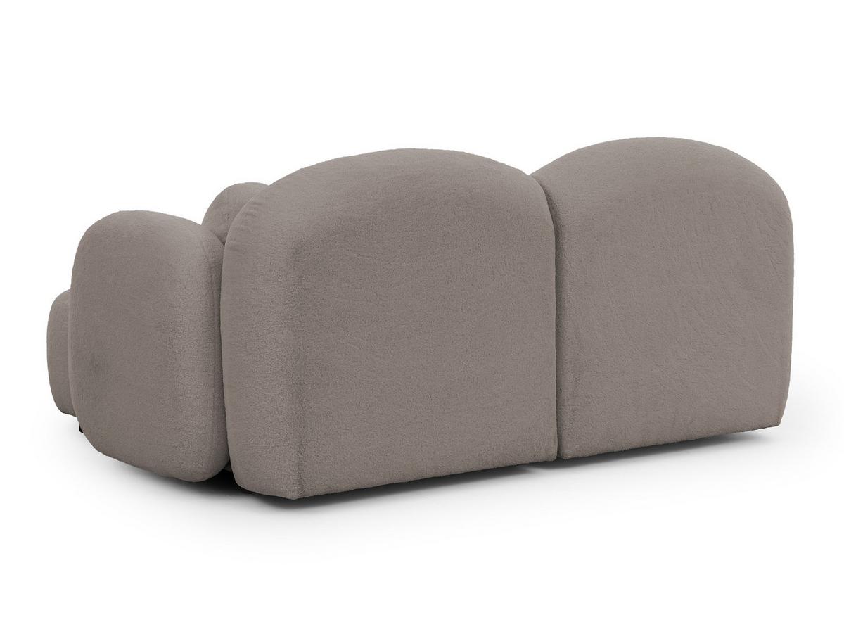 ECKSOFA Nuvola mit abgerundetem Design Hellgrau Bouclé-Stoff - Ottomane Rechts - Hellgrau/Schwarz, Holz/Kunststoff (190/146cm) - S-Style