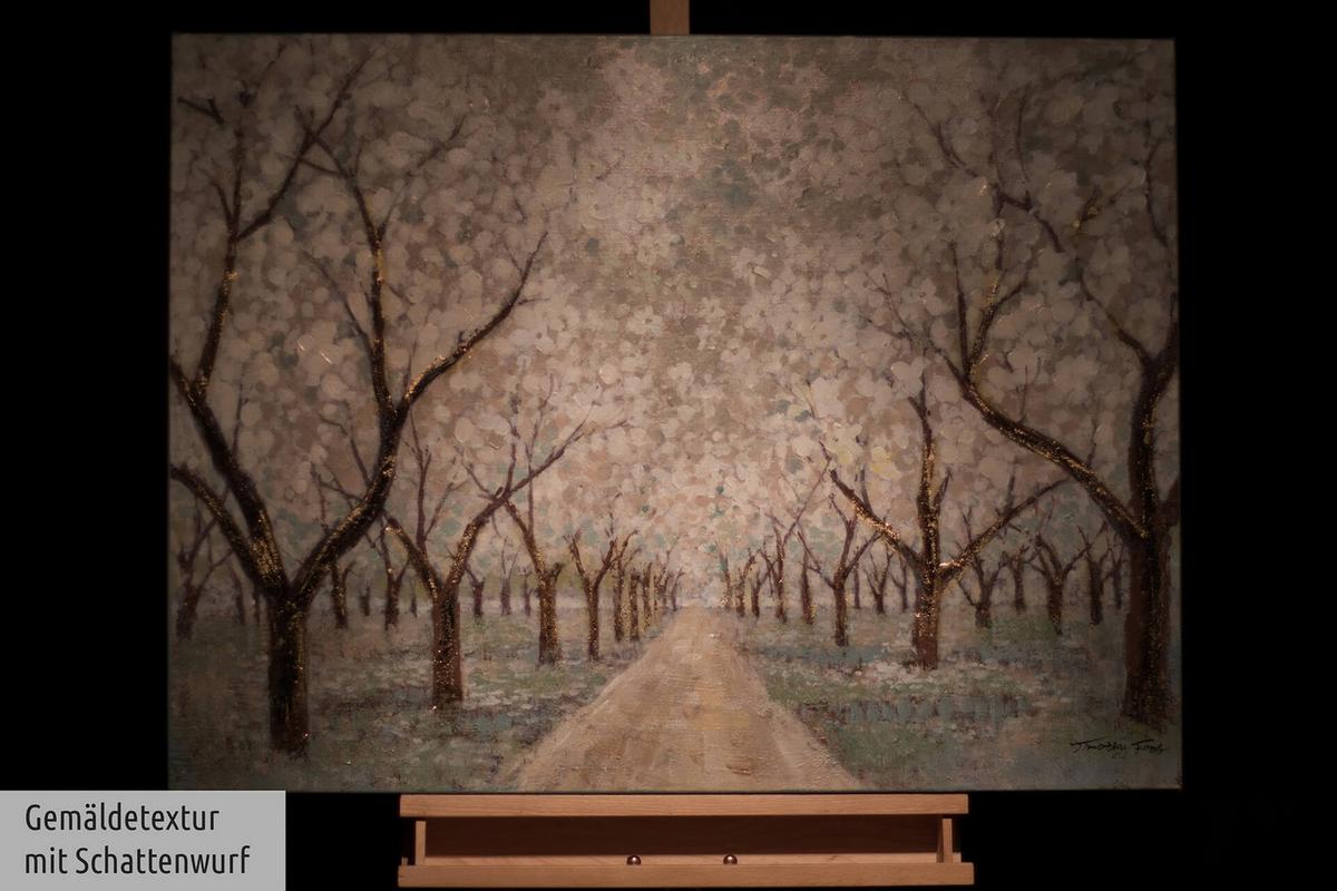 ACRYLBILD HANDGEMALT 100/75 cm - Weiß/Braun, Holz/Textil (100/75cm) - KUNSTLOFT