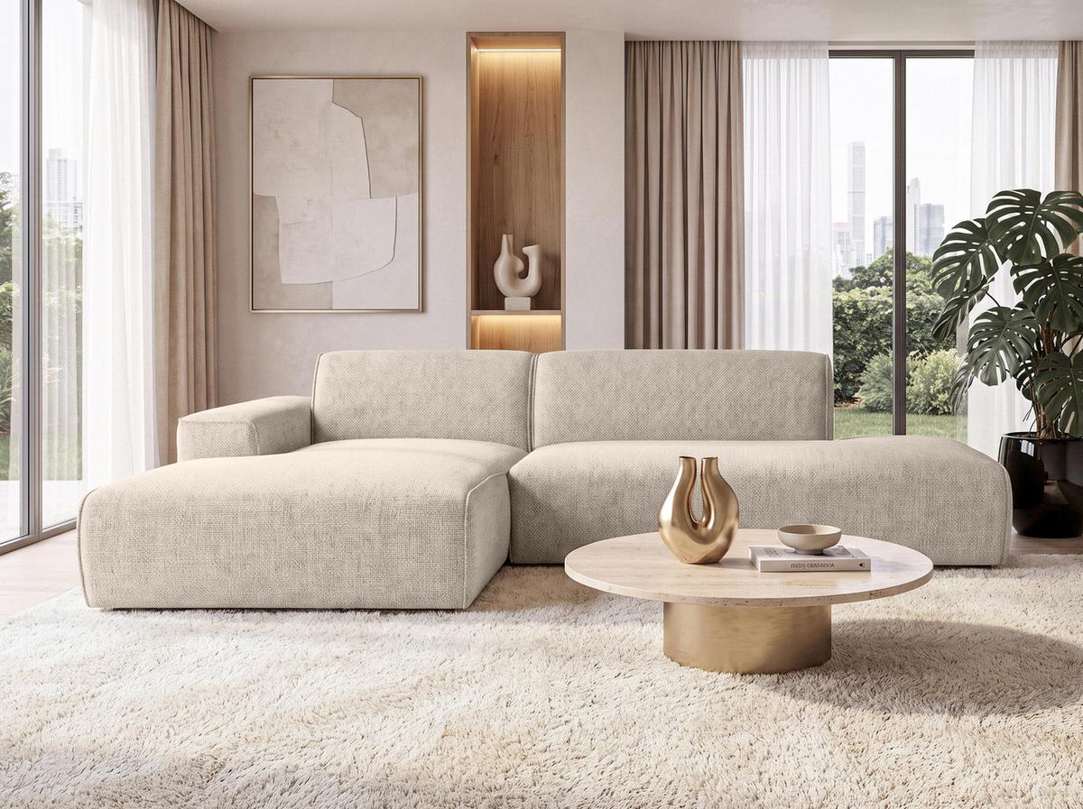 ECKSOFA L Form Didim Duo Beige 288/162/80 cm – stilvolle kleine Eckcouch Links - Beige/Schwarz, Kunststoff/Textil (288/162cm) - AX Living