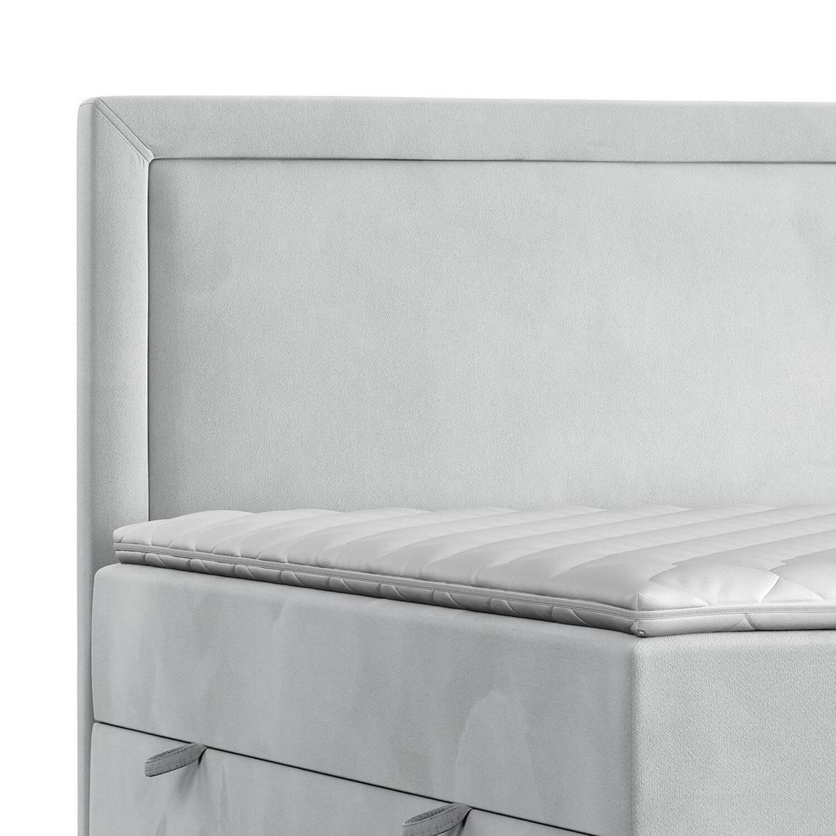 BOXBETT Jodan 200/200 cm Hellgrau im Magic Velvet Stoff - Hellgrau/Schwarz, Holz/Holzwerkstoff (200/200cm) - AltaBeds